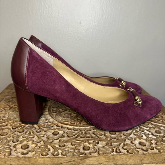 Talbots Women’s Ellery Burgundy Suede Bit Block Heel Pumps Sz 10.5 - Picture 3 of 8
